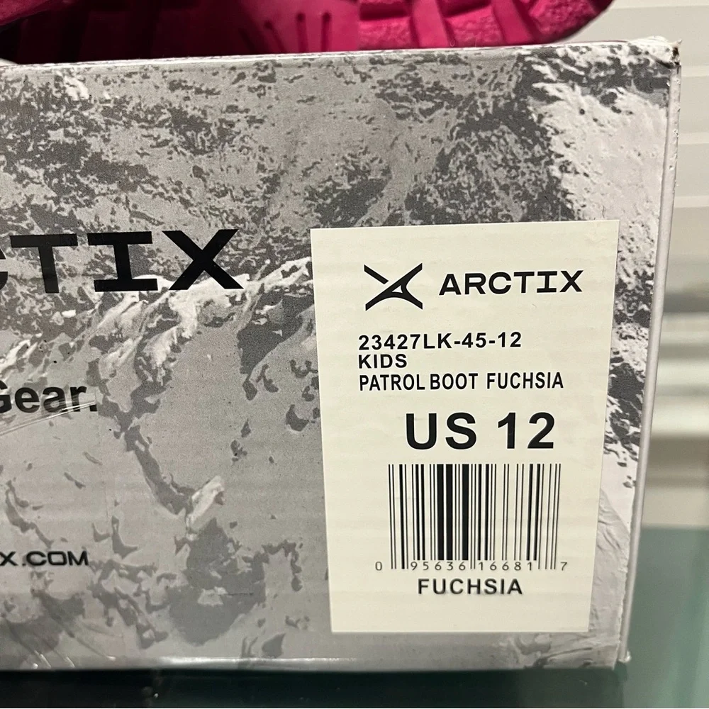 Arctix Kids' Patrol Winter Boots in Fuchsia, Purple, Black and Gray Sz 12